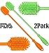 Ponnex silicone bottle brushes for cleaning - Bottle brush for narrow neck bottle / Long handle bottle brush cleaner set for hydroflask, water bottle, thermos, containers, coffee cup, sports bottle.