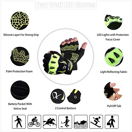 LED Flashlight Gloves Rechargeable 3 LED Modes Bright Torch High Lumens