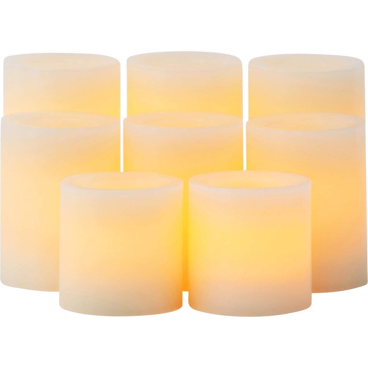 Candle Impressions Set of 8 Patented Faux Wick Cream Wax Battery