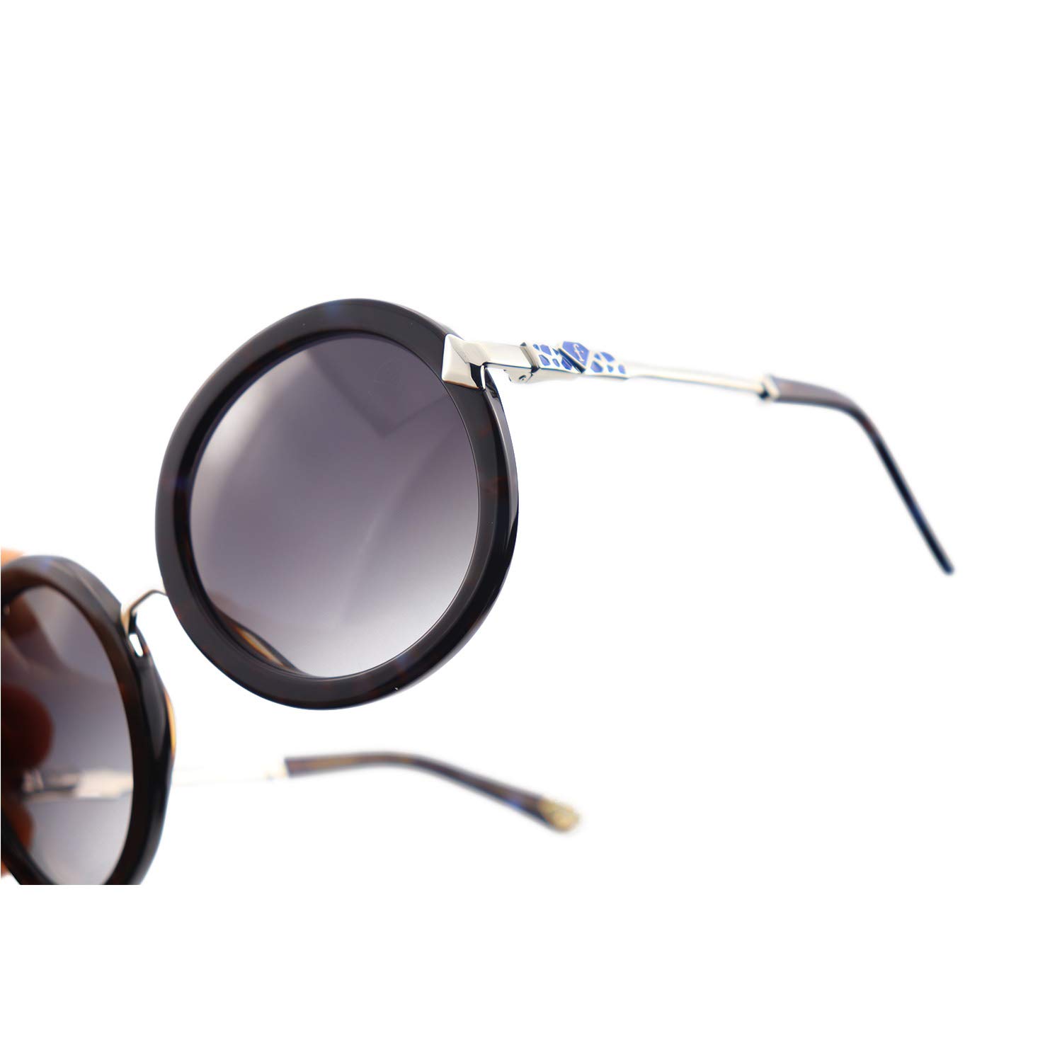 Eyeplayer Retro Round Metal Sunglasses for Women Black Circle with Rhinstone Decorative,54MM