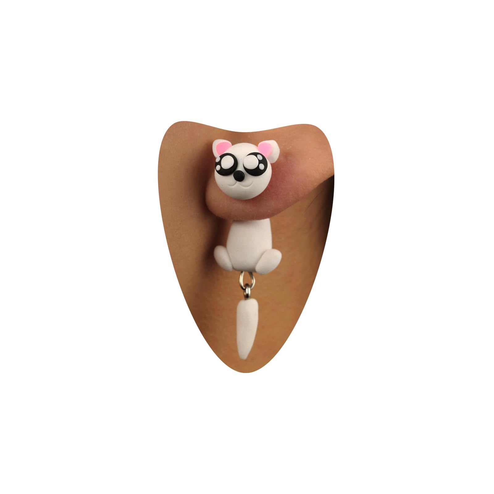 Larancie Cute Earrings Pierced Ears Studs White Cat Earrings Dangle Earring Boho Jewelry Stylish Ear Cuffs for Women and Girl