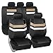 FH Group PU006BEIGE115 Universal Fit Full Set Leather Beige Automotive Seat Covers fits most Cars, SUVs, and Trucks (Airbag Safe and Split Bench Ready)