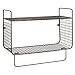 mDesign Steel Wall Mount Storage Organizer Shelf Rack with Towel Bar - Mounted Shelves for Bathroom, Laundry Room, Kitchen, Garage - Basket for Hand Towels, Washcloth - Concerto Collection - Bronze