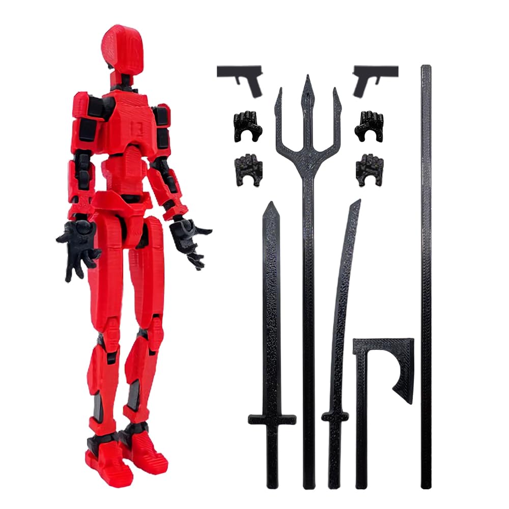 (Assembly Completed) T13 Action Figure Set, 3D Printed Toys Robo 13 Action Figure,Dummy 13 Titan 13 Action Figure (Red)