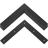 6 Pack 9-1/2" Black Flat L Bracket Corner Brace, Mending Plate for Wood | 9-1/2" L x 1-5/8" W