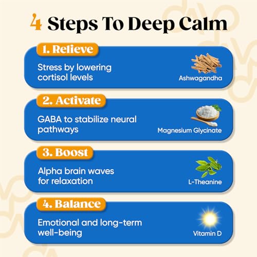 Venture Pal Calm Drink Mix, 12-in-1 Cortisol Reducer and Sleep Aid with Magnesium Glycinate, Ashwagandha, L-Theanine,Vitamin D, Calm Magnesium Powder for Relax & Focus, No Sugar, Non GMO
