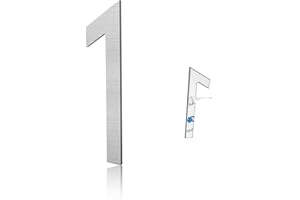 LUIETY 3 Inch Modern House Numbers, Brushed Silver Mailbox Number,Stainless Steel Material,Self-adhesive Number Door Numbers for Apartments Office (1)