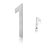 3 Inch Modern House Numbers, Brushed Silver Mailbox
