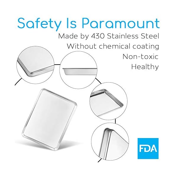 Cookie Sheet Baking Sheet, Bastwe Stainless Steel Bakeware Oven Tray, 16 inch Commercial Grade Professional Bakeware… - Image 3