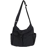 KlaOYer Canvas Messenger Bag Large Hobo Bag Crossbody Shoulder Bag Tote Bag with Pocket for Women and Men