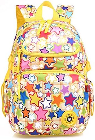 Toeoe Child Girls Colorful Style School Backpacks Primary Middle Student Daypack Waterproof Rucksack (Rainbow Yellow)