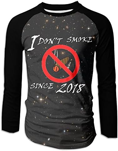 JHZ7zU I Don't Smoke Since 2018 Non-Smoker Men's Cool Adult Long-Sleeve Raglan Tee Shirt Crewneck Top