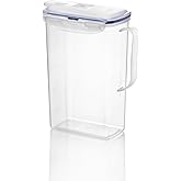 LocknLock Aqua Fridge Door Water Jug | Clear Pitcher | BPA Free Plastic Pitcher with Lid | 2 Quart Pitcher with Lid for Water, Juice, Tea &amp; More Beverages, Clear