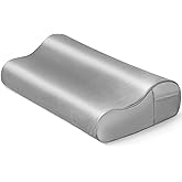 Thickened Satin Pillowcase for Contour Pillows, Cervical Pillow Case with Side Pocket, 24" x 14" x 5.1"/3.5" Soft Cover for Sleeping (Grey)
