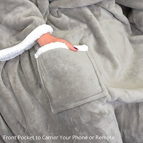 Catalonia Sherpa Wearable Blanket with Sleeves Arms, Super Soft Warm