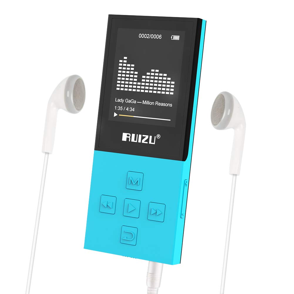 RUIZU X18 Mp3 Player with Bluetooth, Music FM Radio, 100hrs Blue