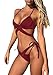 Huiyuzhi Womens Sexy Criss Cross Push up Cut Out Two Piece Swimsuit Strappy Bandage Bikini Set