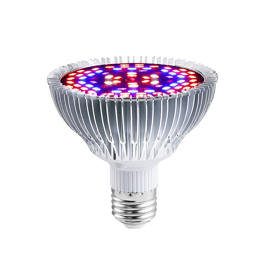Led Grow Light Bulb Full Spectrum 50W, Upgraded E27 Growing Lights Lamp with UV&IR for Indoor Plant Veg and Flower,Hydroponics,Seedling,Succulent,Garden Greenhouse, Easy to Install, 78PCS LEDs