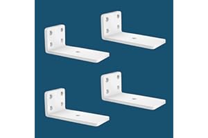 MLOQI 4 Pack Floating Shelf Bracket Heavy Duty, Hidden Shelf Brackets 5mm Thick L Brackets for Shelves up to 50 KG (White 10cm)