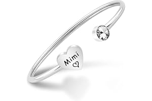 LQRI Mimi Bracelet Mimi Love Heart Charm Bangle Grandma Gift Grandmother Gift for Family Mimi Grandma Jewelry Birthday Gift