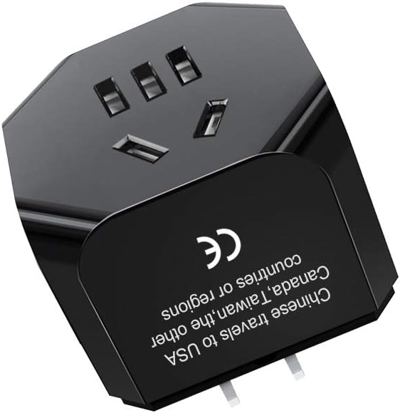 USA, Canada, Japan, Thailand Travel Plug Adapter by IKITS, Convert Australia, China, New Zealand to USA Socket -Type B- Compact & Safe Universal Grounded Pin International Charger Plug Adaptor Black