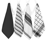 All-Clad Professional Grade Lint Free, Streak Free Oversized Luxury Cotton Towel Set, 4-Piece, Black