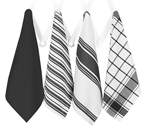 All-Clad Professional Grade Lint Free, Streak Free Oversized Luxury Cotton Towel Set, 4-Piece, Black