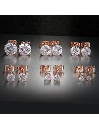 MDFUN Hypoallergenic 18K White Rose Gold Plated CZ Stud Earrings Birthday Gifts for Women Jewelry