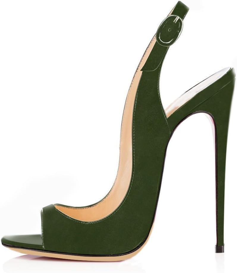 elashe Women High Heels Pumps | Slingback Party Wedding Pumps | Peep Toe Stiletto | 12cm Elegante Sandals