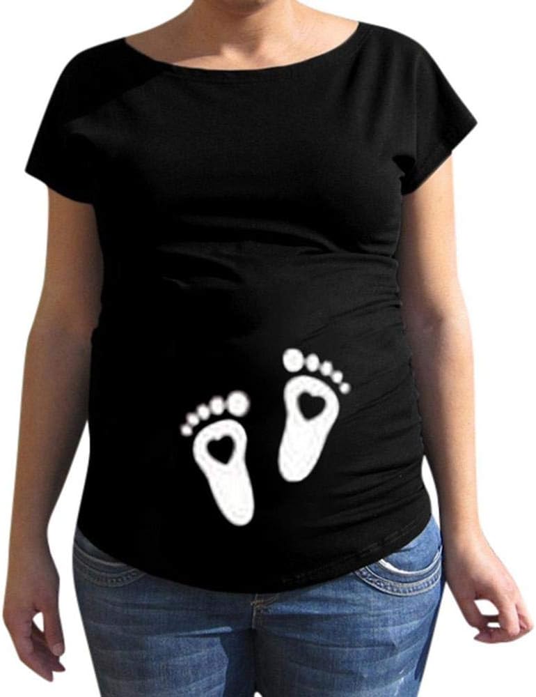 Pregnancy Announcement T Shirt,Zerototens Maternity Clothing for Women Mom Pregnant Short Sleevebaby Peeking Printed Maternity Jumper Tops Tunic Tops