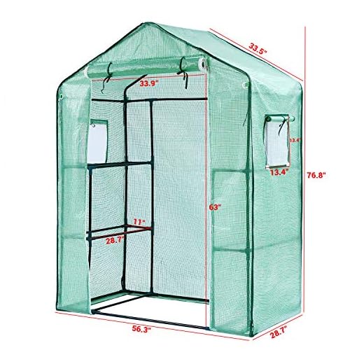 Ohuhu Greenhouse for Outdoors with Mesh Side Windows, 3 Tiers 4 Shelves Small Walk-In House - Thumbnail 5