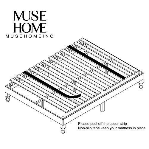 MUSEHOME 12 Inch Wood Bed Frame Elegant Style Eliminates The Need for a