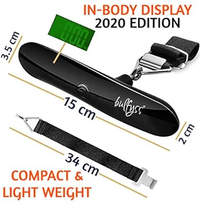 Bulfyss 50 Kgs Portable Hanging Digital Weighing Scale for Luggage -2020 Latest Edition (Black)