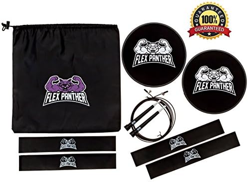 FLASH SALE! Exercise Sliders Gliding Discs Bundle - Extra Large Double-Sided Core Sliders - With Extra Strong Resistance Bands and Jump Rope - Lightweight Workout Sliders Set