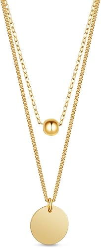 Amazon Shegrace ビーズサークルレイヤードダブルチェーンネックレス 925スターリングシルバー 18kゴールド プラチナメッキネックレス レディース バレンタインデー 誕生日プレゼント 15 56インチ チェーン 通販