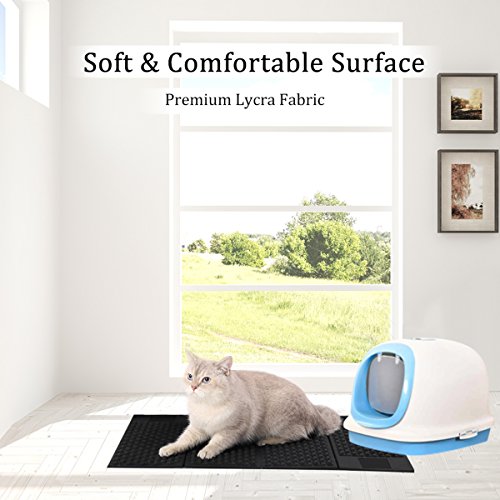 Excelvan Folding Double-sided Cat Litter Mat, Durable Premium Safe EVA Waterproof Pet Cat Litter Trapper Pad with Soft Lycra Surface High Elastic Easy to Clean (28.2" x 18.4")