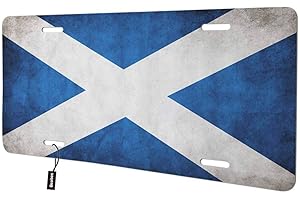 Beabes Scotland Flag Front License Plate Cover,Retro Vintage Style State Flag Blue White Decorative License Plates for Car,Aluminum Novelty Auto Car Tag Vanity Plates Gift for Men Women 6x12 Inch