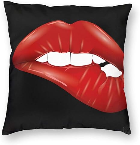 Amazon 歯の赤い唇の装飾ホームスロー枕カバー 柔らかい正方形の装飾枕カバー 45 X 45 Cm 枕カバー ピローケース オンライン通販