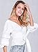Simplee Apparel Women's Off Shoulder V Neck Wrap Blouse Shirt Waist Tie White