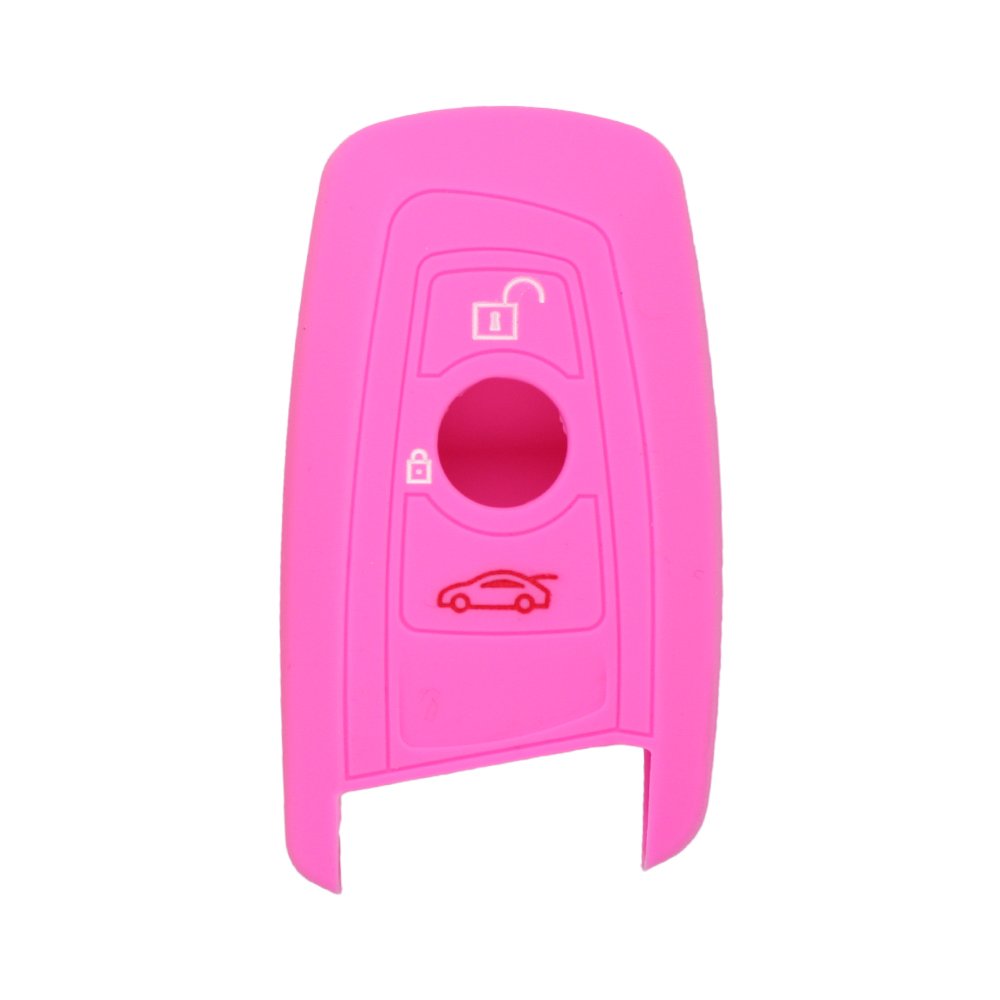 BROVACS Silicone Cover Protector Case Holder Skin Jacket Compatible with BMW Smart Remote Key Fob 3 Button CV9903 Pink
