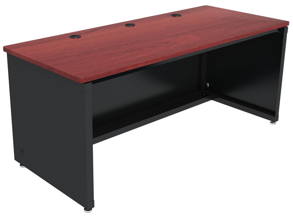 Enclosed Versa Computer Desk Black Frame, Cherry Surface
