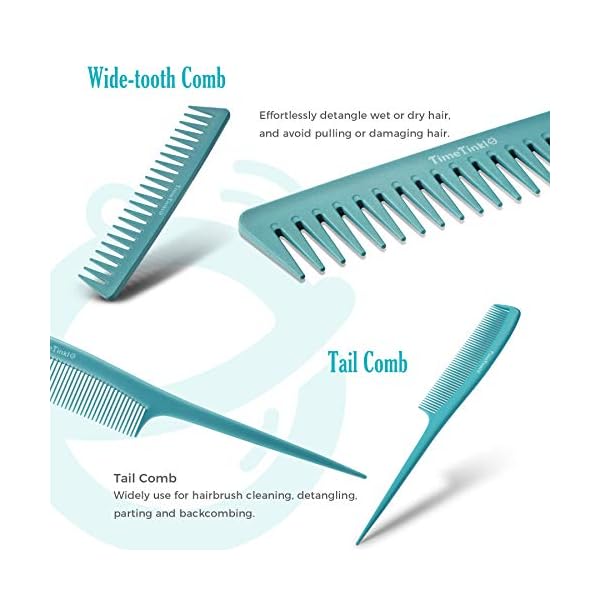 TimeTinkle 4 PCS Hairbrush Set - Detangler, Styling Brush, Tail Comb & Wide Tooth Comb for Women, Men and Kids, Great on…