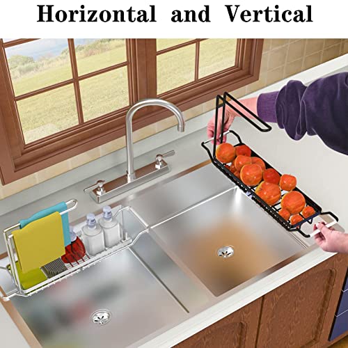 Mindore Sink Caddy, Telescopic Sink Storage Rack, Stainless Steel