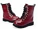 DADAWEN Boy's Girl's Combat Lace-Up Side Zipper Mid Calf Boots Dark Red US Size 13 M Little Kid