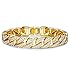 Thunaraz Mens Womens Chain Hiphop Curb Bracelet Cuban Silver Gold Plated Bracelet with Clear Rhinestones 8.5-9.5 Inch