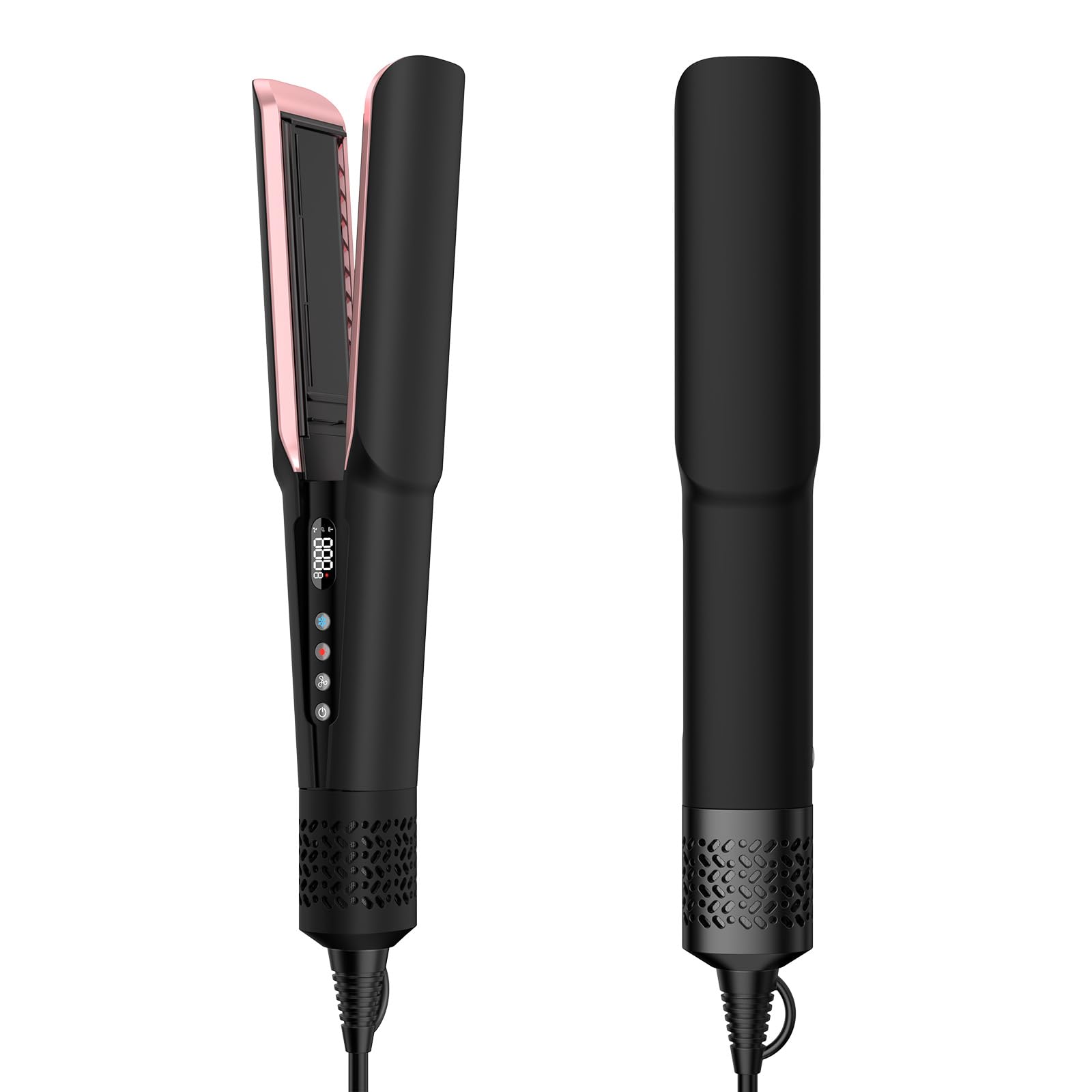Photo 1 of Hair Straightener - 2 in 1 Wet to Dry Hair Dryer and Straightener with High-Speed Airflow + Rapid Heat-Up + Customizable Temperature + LCD Display & Auto Shut-Off + No Heat Damage (Matte Black)