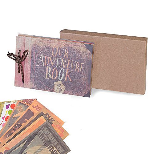IOQSOF Our Adventure Book Handmade DIY Family Scrapbook, Wedding Photo Album, Retro Album, Anniversary Scrapbook, Wonderful Gift for Thanks Giving Gift,with Bonus Gift Box,80 Pages (large)