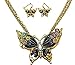 DianaL Boutique Beautiful X-large Golden Butterfly Necklace and Earrings Set with Bee and Ladybug Fashion Jewelry