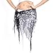 BellyLady Belly Dance Hip Scarf Shawl With Fringe Tribal Triangle Tassles Wrap-Black