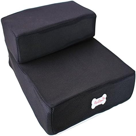 LNGG 2 Levels Easy to fold Multi-purpose Dog and Cat stairs / Pet stairs (L67 x W39 x H20 CM, Black)